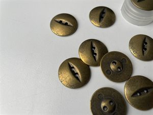 Metalknap - enkel i antik messing, 20 mm